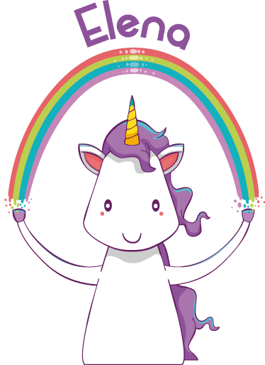 Tapis vinyle animal licorne et arc-en-ciel avec nom - TenStickers
