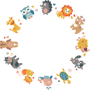 Tapis vinyle animal animaux bébés en cercle - TenStickers