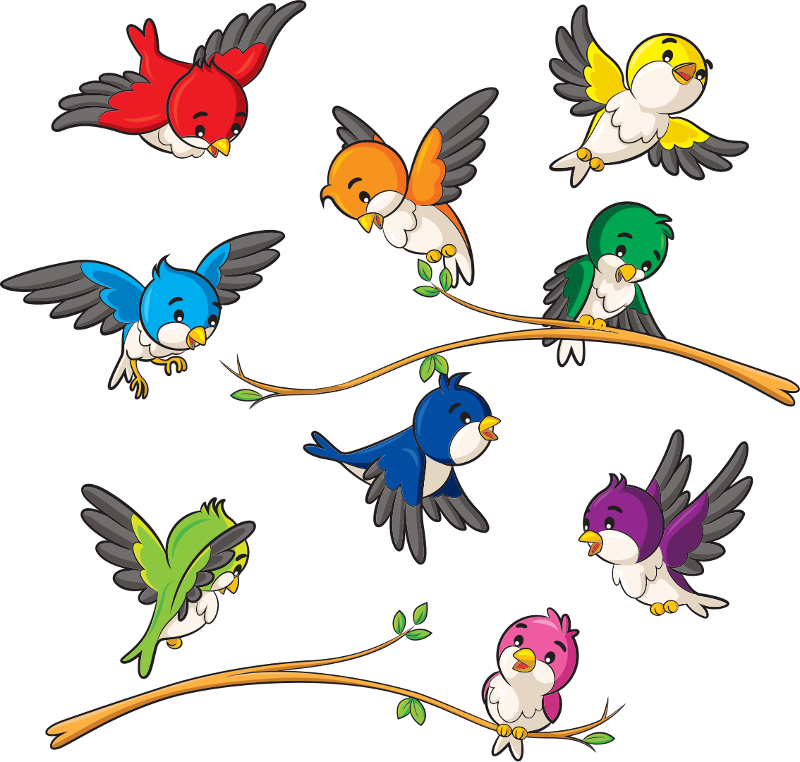 Tapis vinyle animal oiseaux colorés - TenStickers