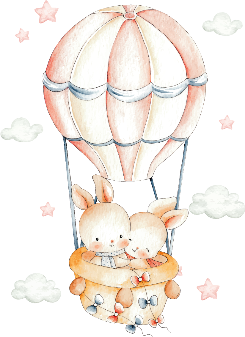Tapis vinyle animal lapins pastel sur ballons - TenStickers