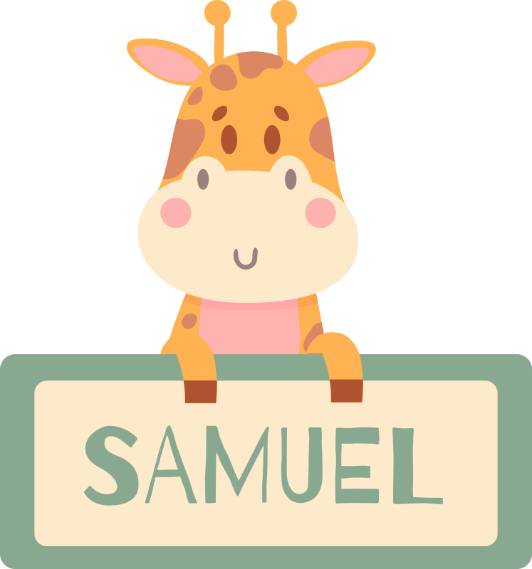 Tapis vinyle animal étiquette girafe avec nom - TenStickers