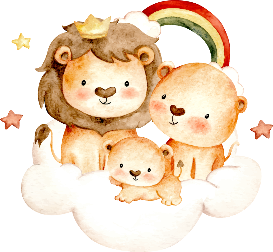 Tapis vinyle animal bébés animaux étoiles et nuages - TenStickers