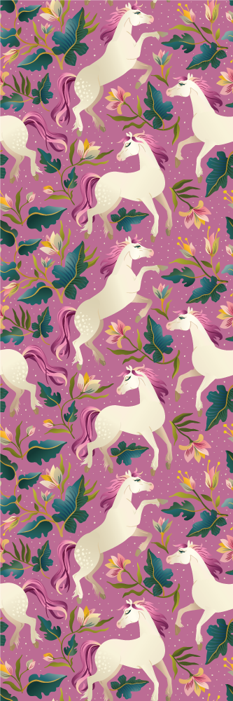 Tapis vinyle animal design de cheval floral rose - TenStickers