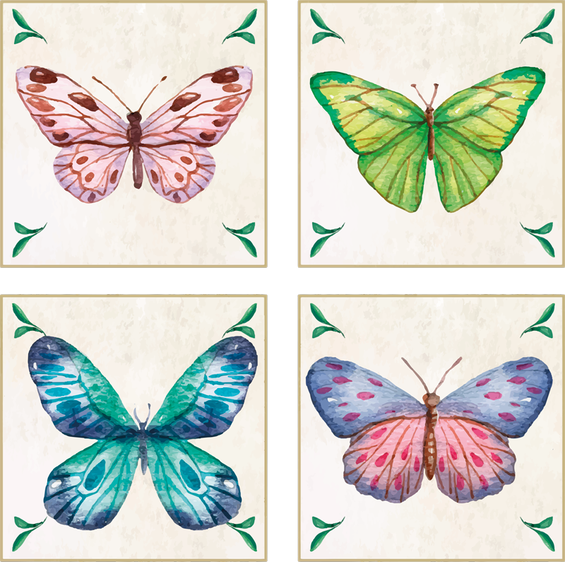 Tapis vinyle animal motifs de papillons éclatants - TenStickers