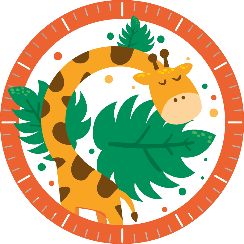 Tapis vinyle animal horloge enfant avec girafe - TenStickers