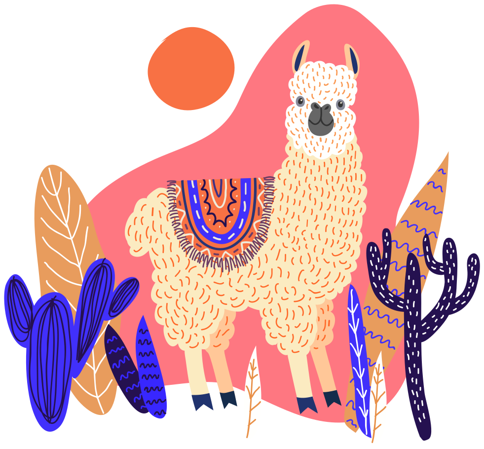 Tapis vinyle animal lama péruvien et cactus - TenStickers