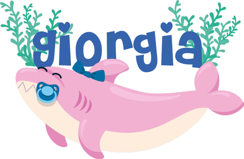 Tapis vinyle animal bébé requin avec prénom fille - TenStickers