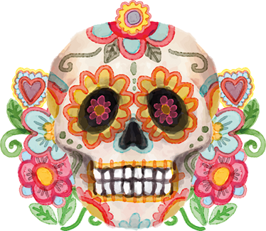 Tapis vinyle pour halloween crâne floral aquarelle - TenStickers