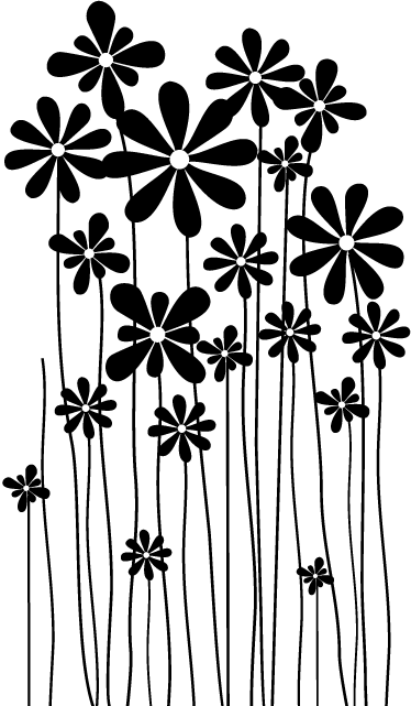 Tapis vinyle plantes fleurs noires grandes - TenStickers