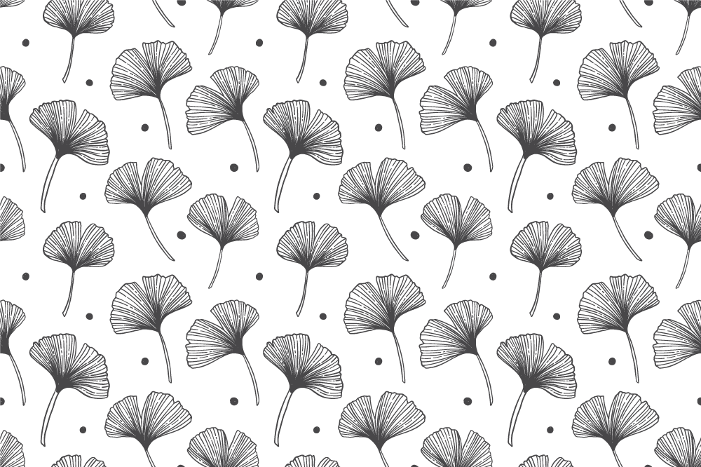 Tapis vinyle plantes motif feuilles de ginkgo blanc - TenStickers