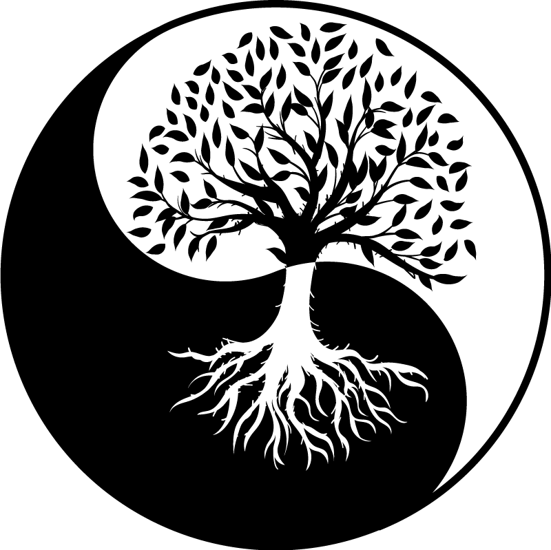 Tapis vinyle plantes arbre de vie ying et yang - TenStickers
