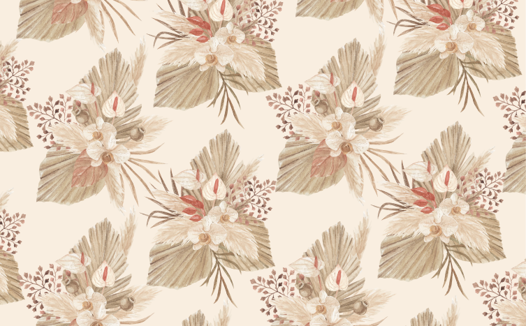 Tapis vinyle plantes fleurs séchées beiges - TenStickers