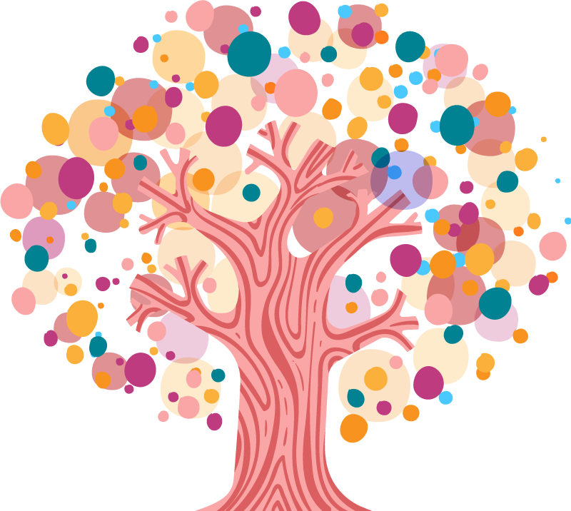 Tapis vinyle plantes silhouette d'arbre coloré - TenStickers
