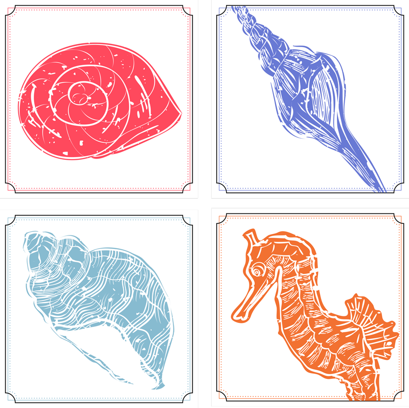 Tapis vinyle plantes motifs de la vie marine - TenStickers