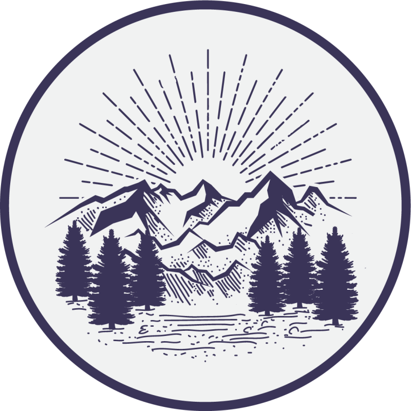 Tapis vinyle plantes paysage de montagne rond - TenStickers