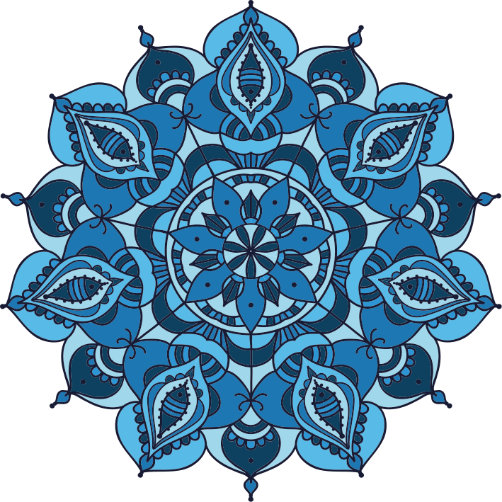 Tapis vinyle plantes mandala bleu complexe - TenStickers