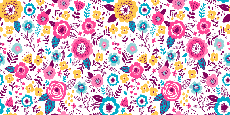 Tapis vinyle plantes fleurs roses kallax - TenStickers