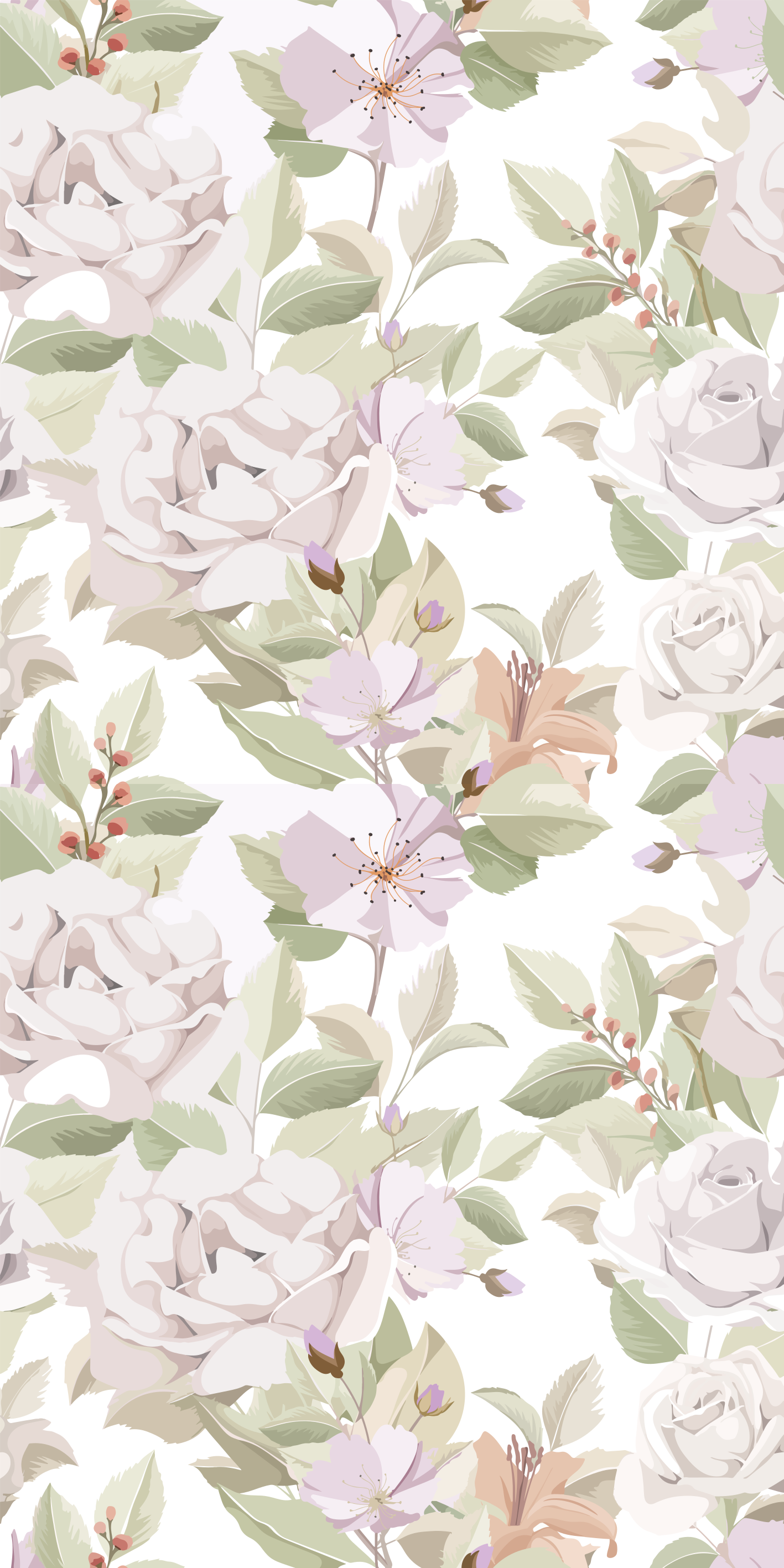 Tapis vinyle plantes motif floral élégant sans couture - TenStickers