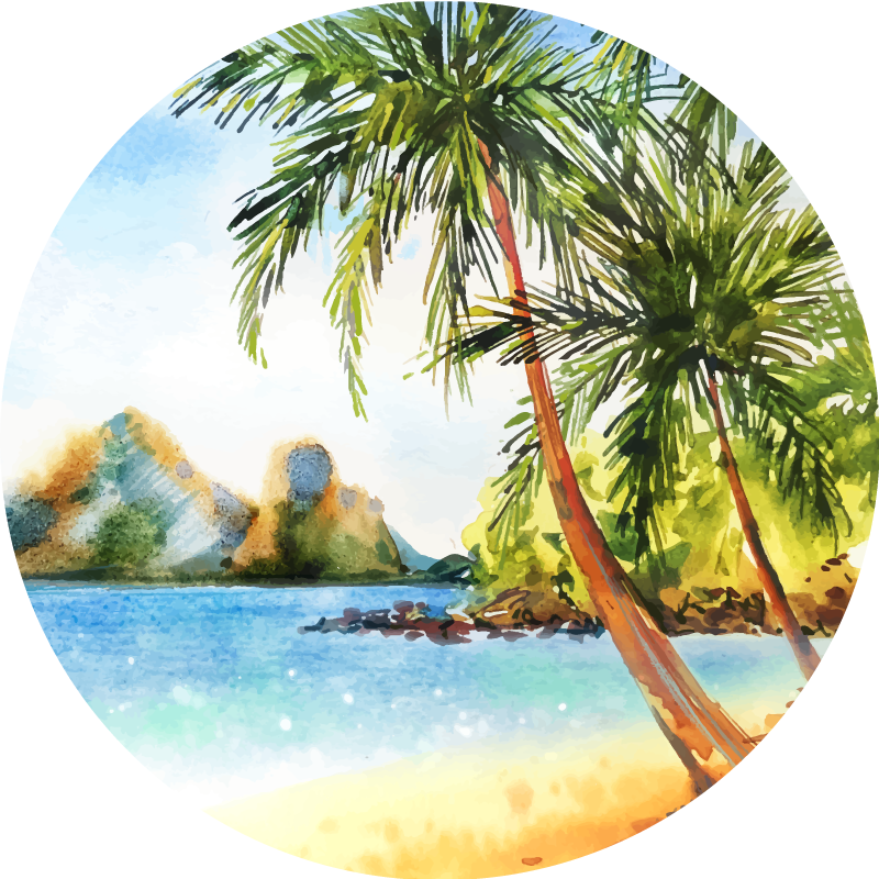 Tapis vinyle plantes aquarelle palmiers - TenStickers