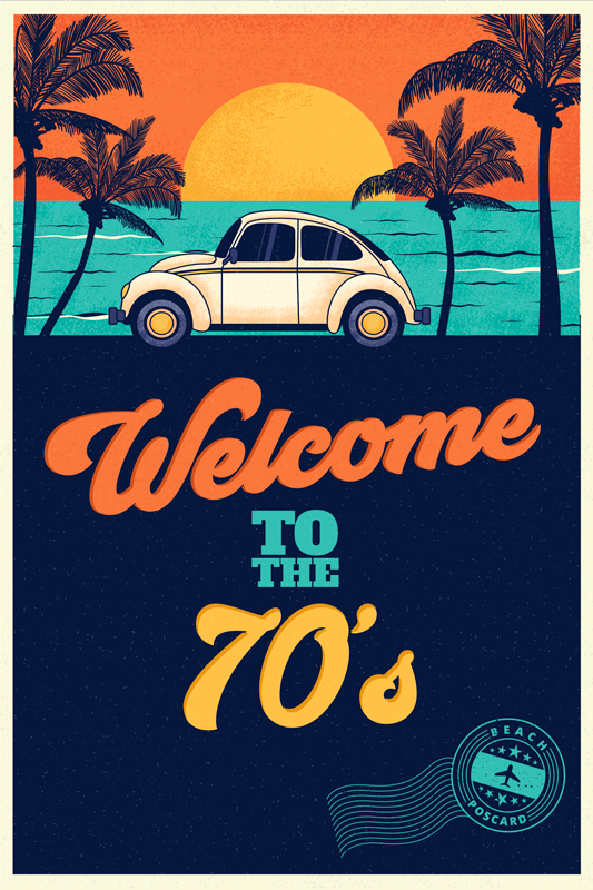 Tapis vinyle vintage bienvenue dans les années 70 - TenStickers