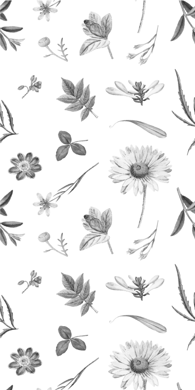 Tapis vinyle plantes fleurs grises printemps - TenStickers