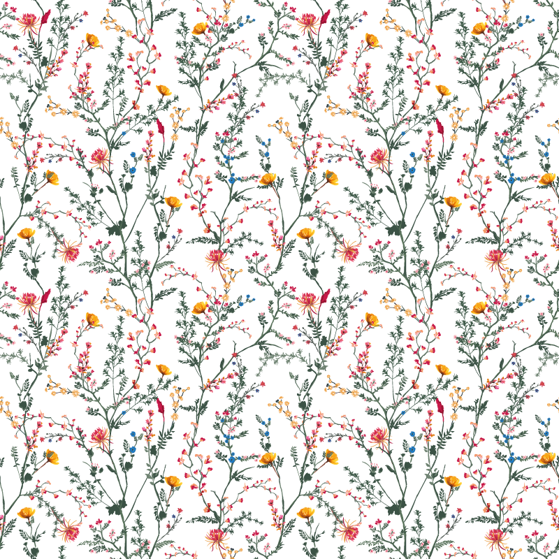 Tapis vinyle plantes fleurs de jardin minimalistes fines - TenStickers