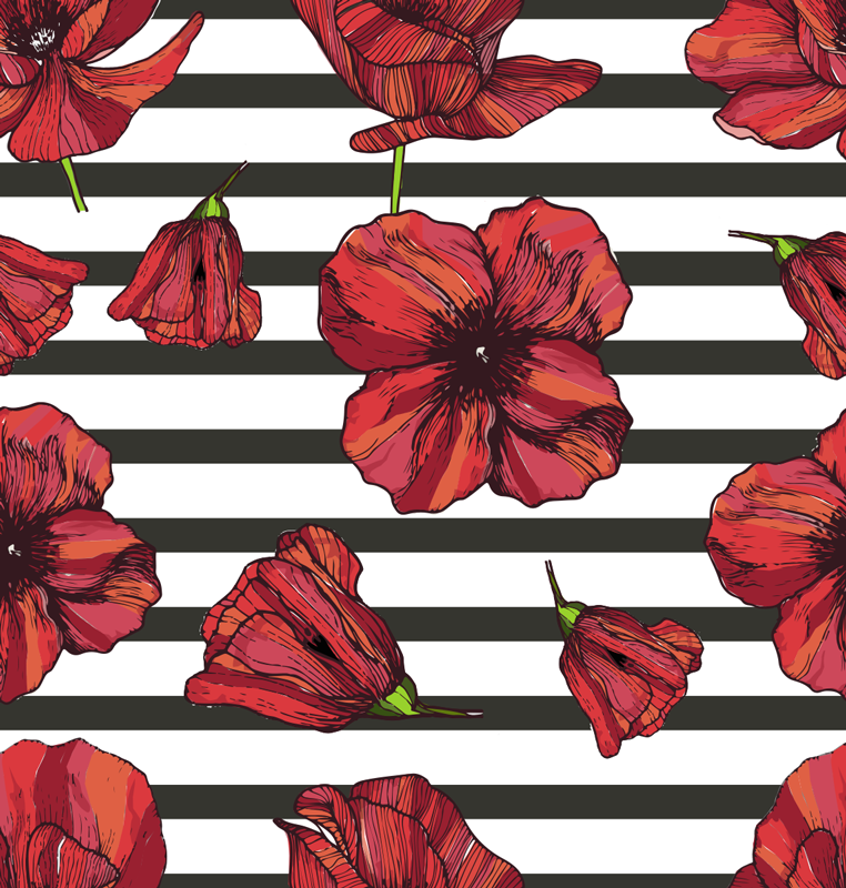 Tapis vinyle plantes coquelicots polonais - TenStickers