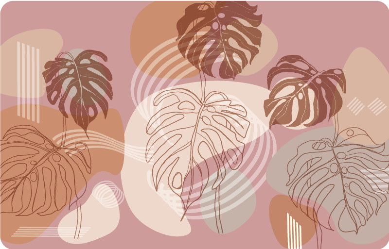 Tapis vinyle plantes croquis de feuilles continu - TenStickers