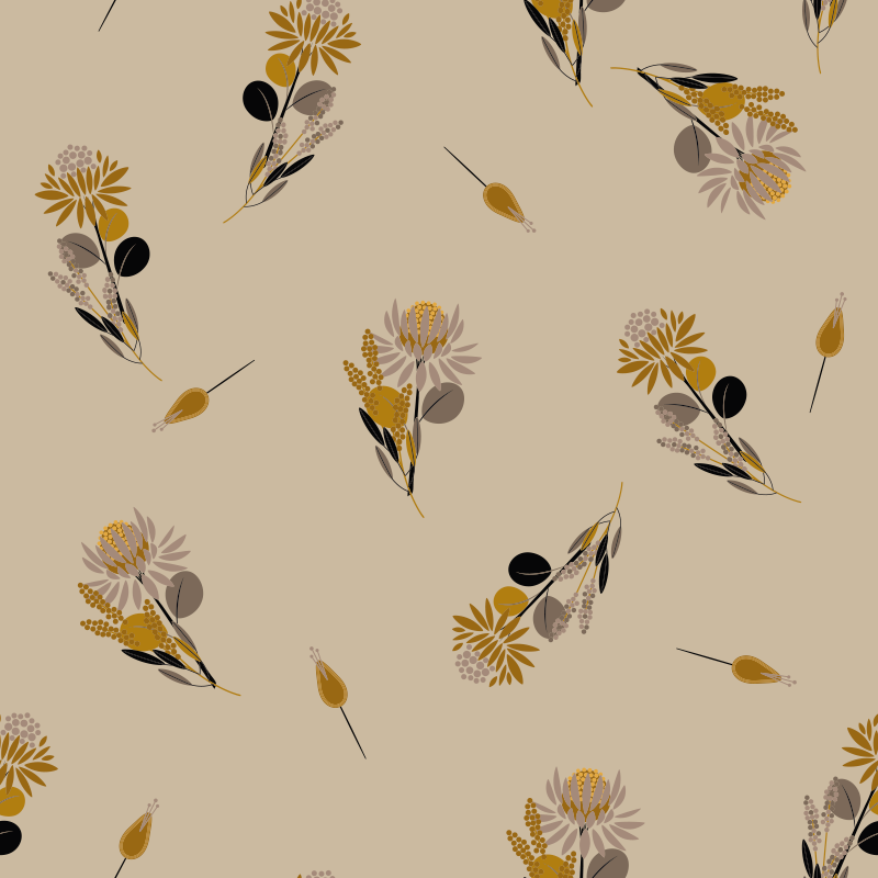 Tapis vinyle salle à manger fleurs vintage - TenStickers