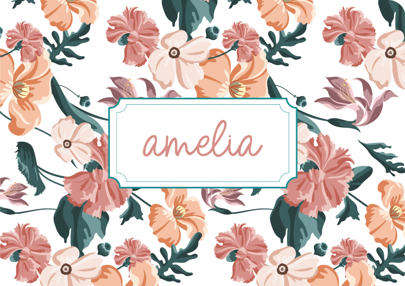 Tapis vinyle plantes motif fleurs pastel magnifiques - TenStickers