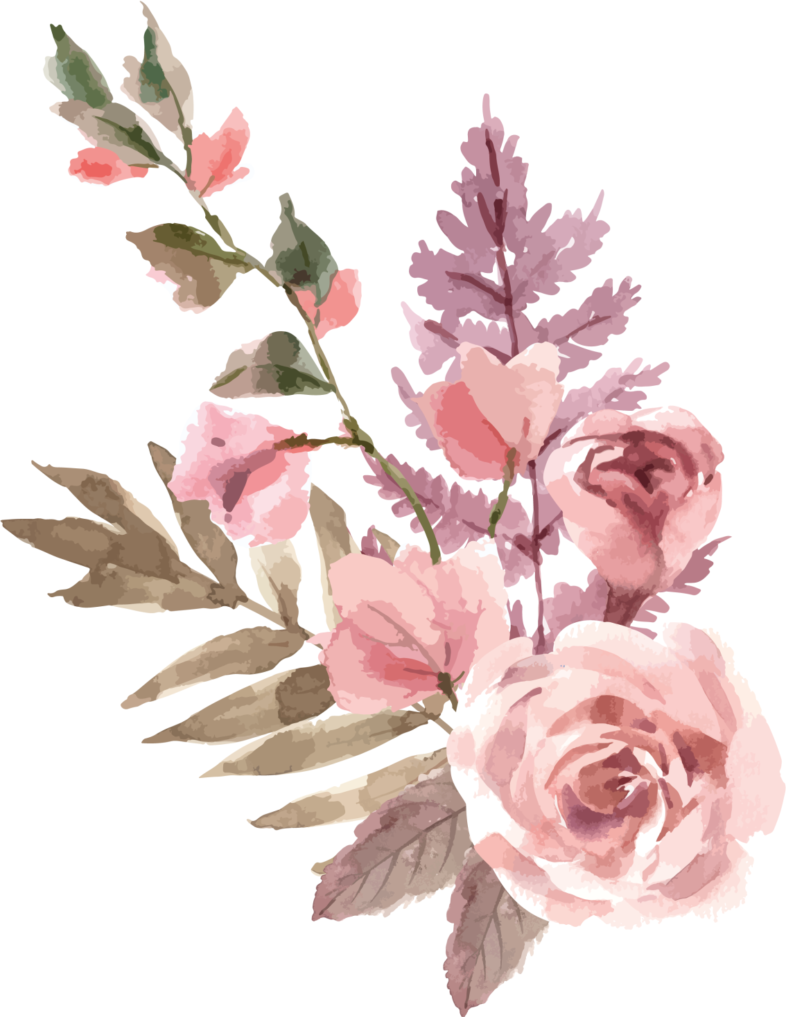 Tapis vinyle plantes composition aquarelle - TenStickers