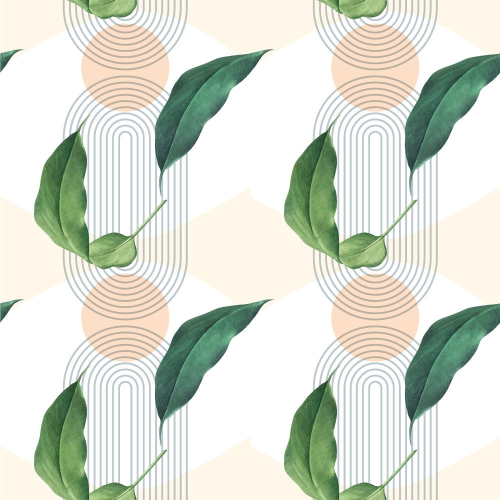Tapis vinyle plantes feuillage vert fond rose abstrait - TenStickers