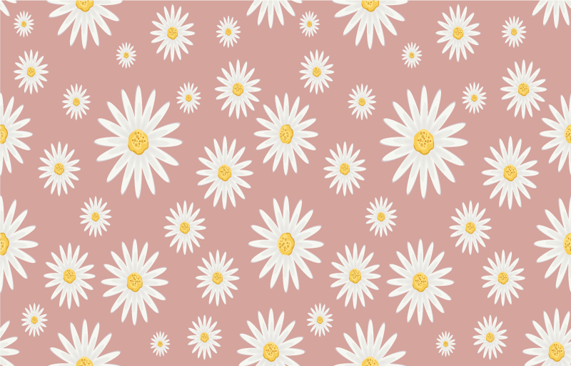 Tapis vinyle plantes motif mignon de marguerites roses - TenStickers