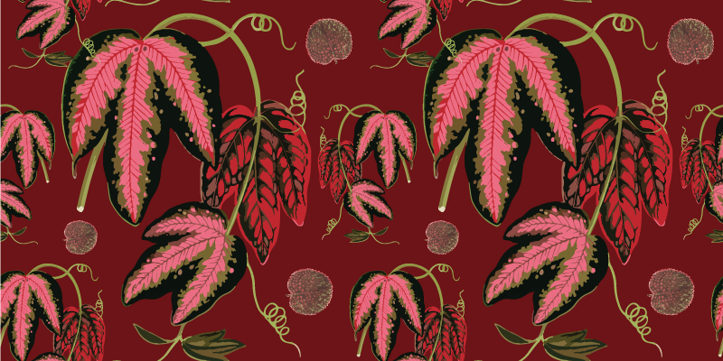 Tapis vinyle plantes maranta rouge couleurs chaudes - TenStickers