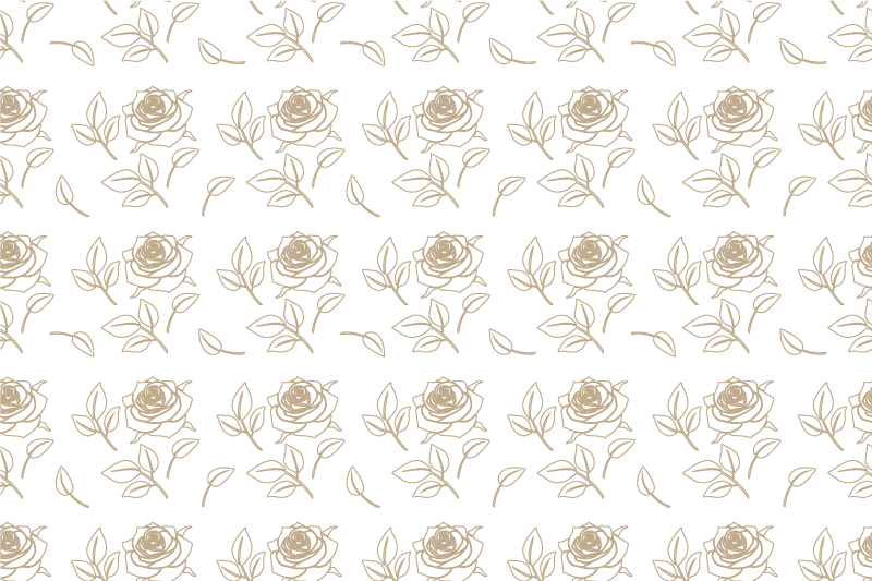 Tapis vinyle plantes motif roses détaillées fond beige - TenStickers