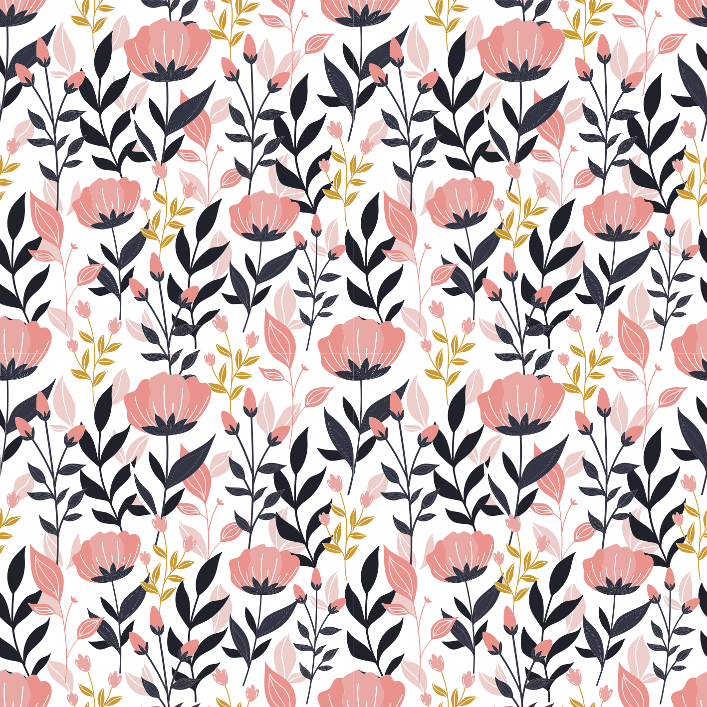 Tapis vinyle plantes fleurs roses - TenStickers