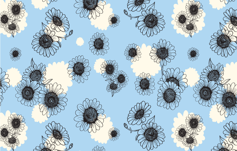 Tapis vinyle plantes motif moderne de marguerites - TenStickers