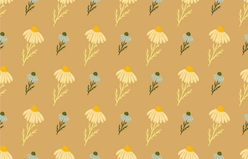 Tapis vinyle plantes motif fleurs de camomille naturelles - TenStickers