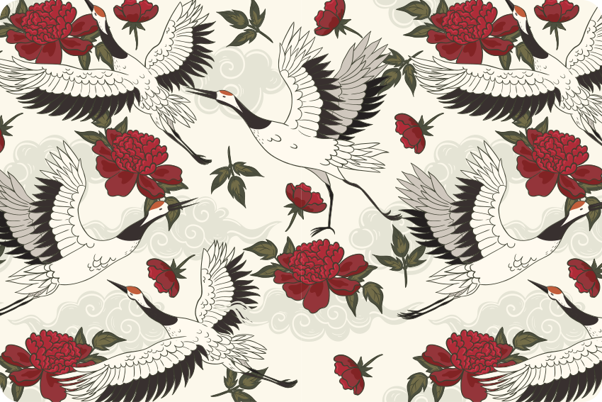 Tapis vinyle plantes motif oiseaux en tons terre apaisants - TenStickers