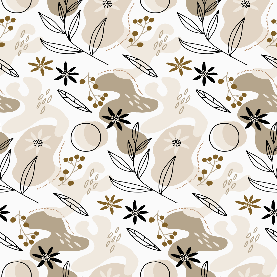 Tapis vinyle plantes motif feuilles roses et beiges - TenStickers