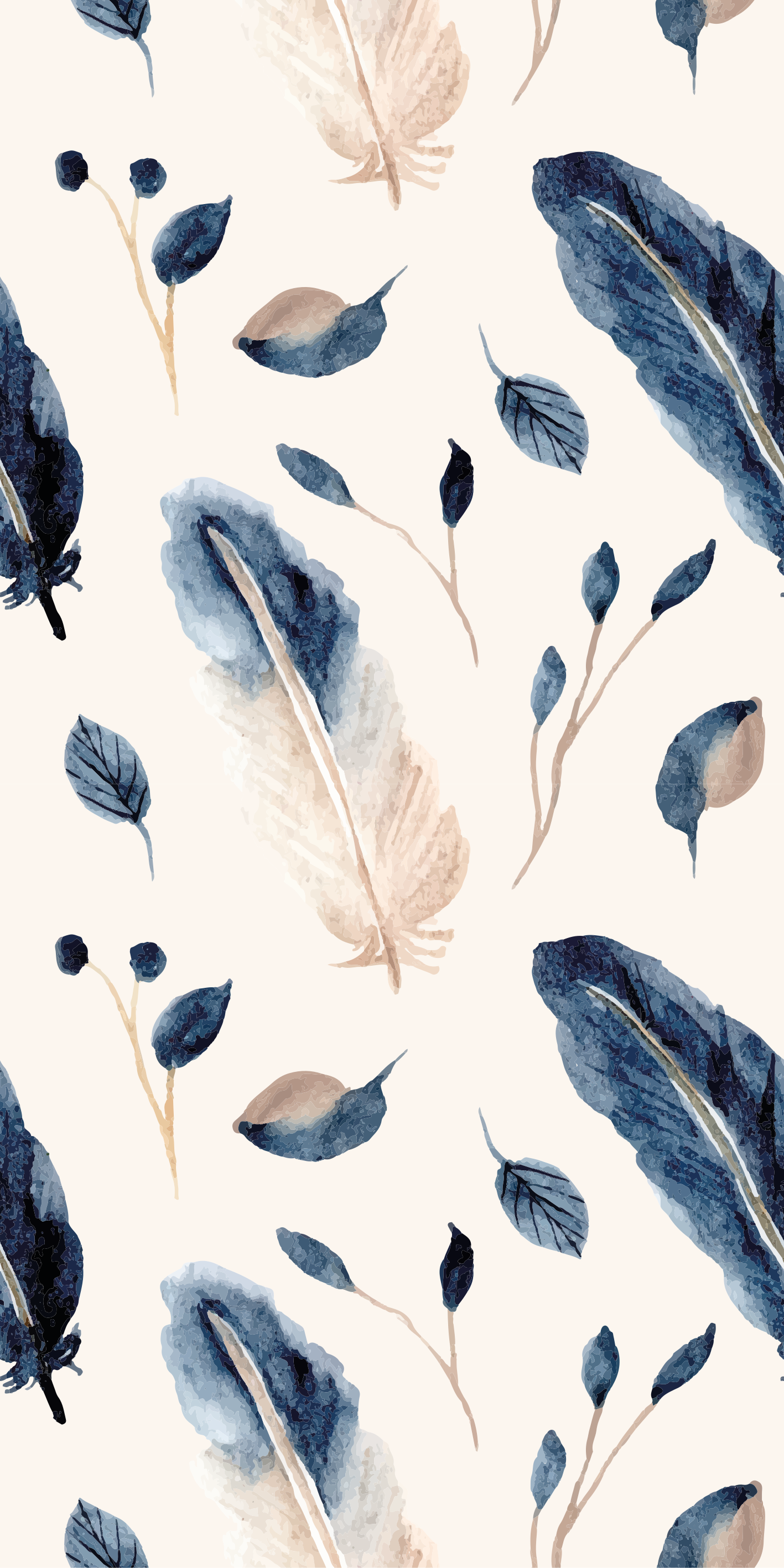 Tapis vinyle plantes feuilles et plumes volantes - TenStickers