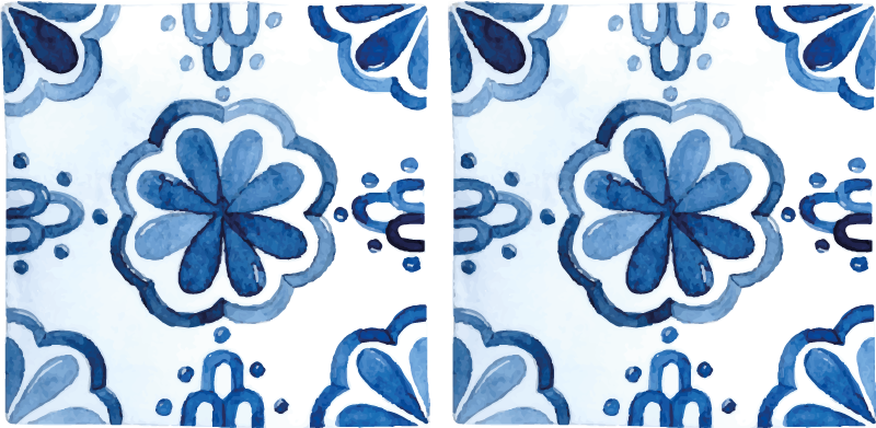 Tapis vinyle salle à manger motifs carreaux floraux - TenStickers