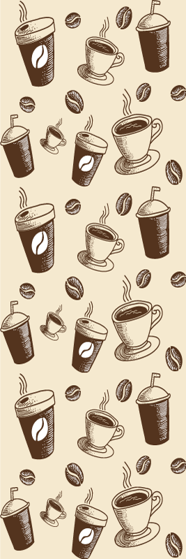 Tapis vinyle cuisine motif café avec tasses - TenStickers