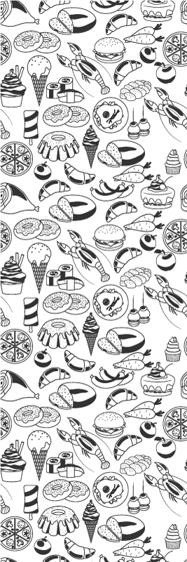 Tapis vinyle cuisine motif gribouillis alimentaires - TenStickers