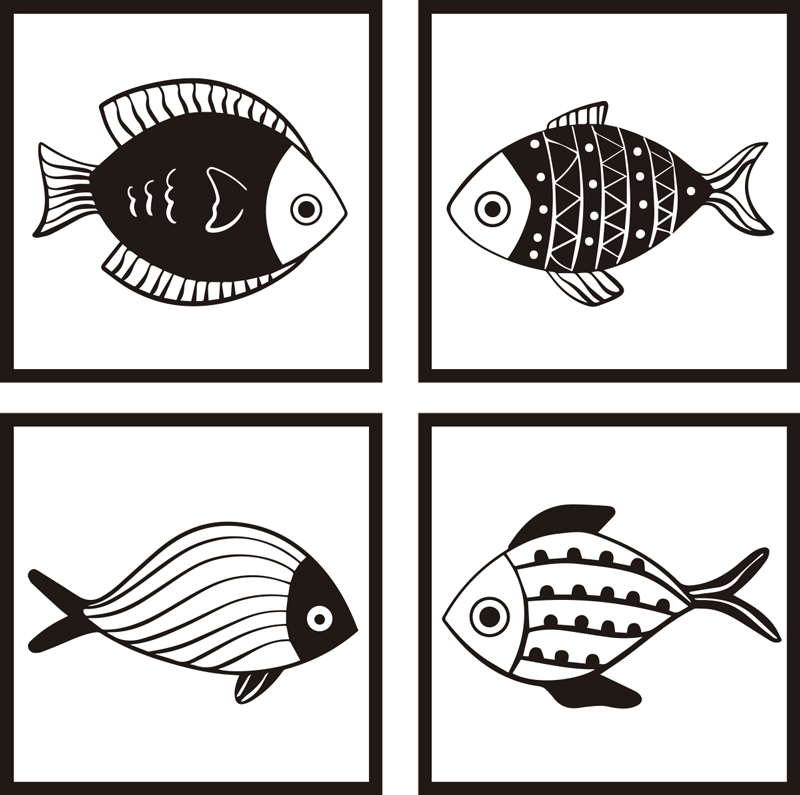 Tapis vinyle salle de bain motifs de poissons élégants - TenStickers