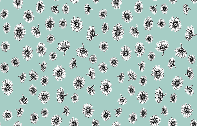 Tapis vinyle plantes motif mignon avec marguerites blanches - TenStickers