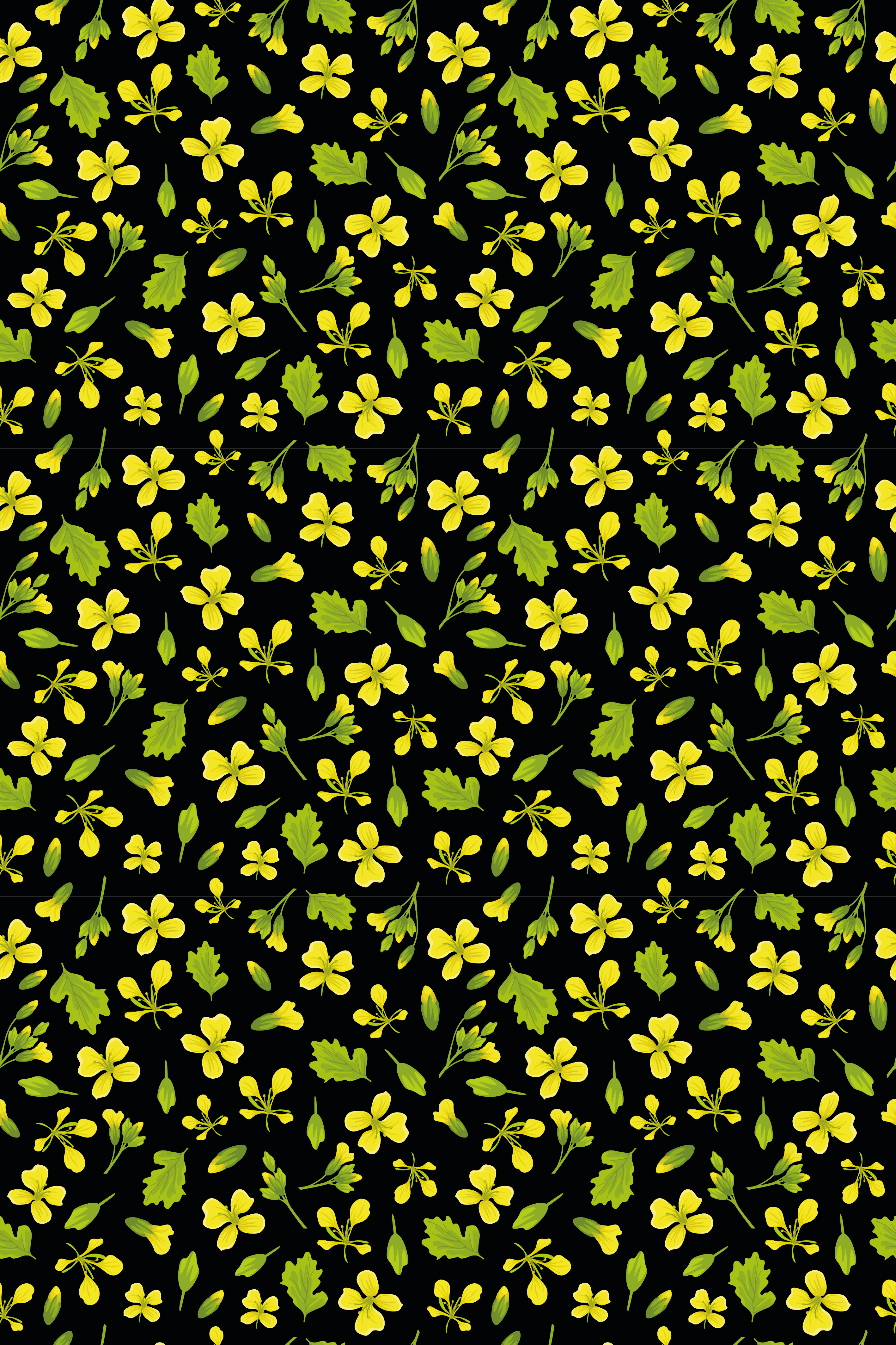 Tapis vinyle plantes fond noir et jaune - TenStickers