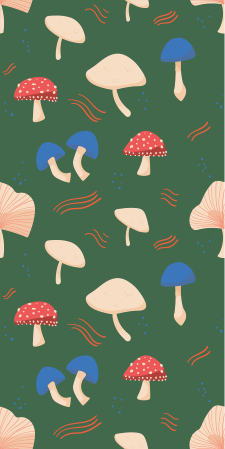 Tapis vinyle plantes champignons rouges et blancs réalistes - TenStickers