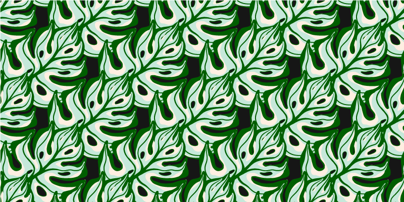 Tapis vinyle plantes motif floral éclatant noir et vert - TenStickers