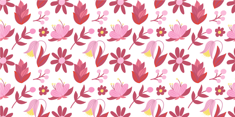Tapis vinyle plantes art populaire polonais rouge - TenStickers